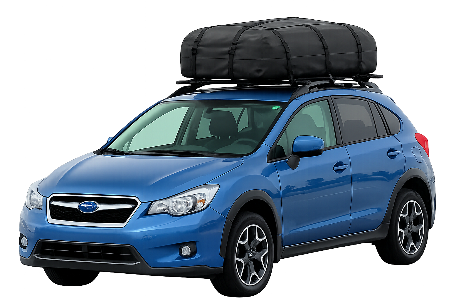 Car with a roof bag fitted securely to the roof